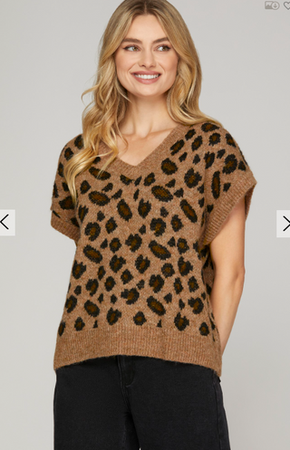 Leni Leopard Sweater Vest | JQ Clothing Co.