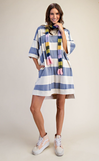 Rugby Stripe Washed Terry Dress