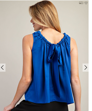 Artsy Self Tie Sleeveless Satin Top