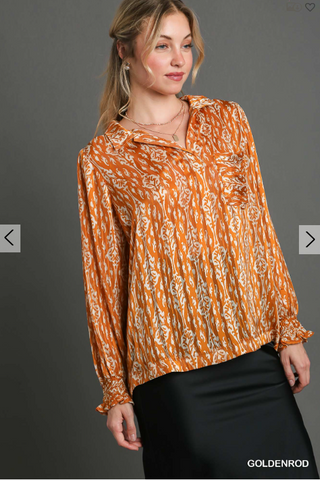 Goldenrod Abstract Print Top | JQ Clothing Co.