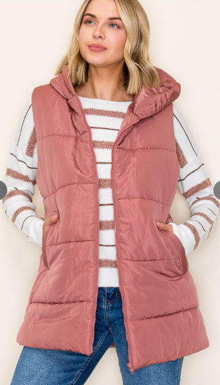 Hooded Duster Puffer Vest