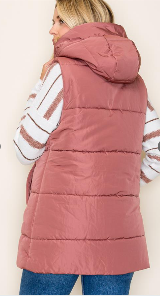 Hooded Duster Puffer Vest