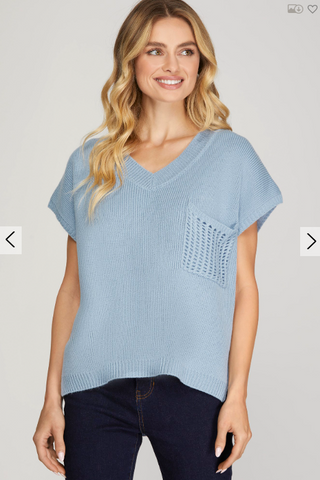 Misha Misty Blue Drop Shoulder Top | JQ Clothing Co.