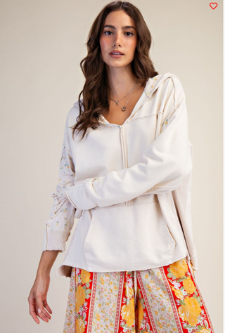 Ecru LS Min Washed Hoodie