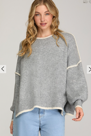 Colbie LS Contrast Sweater Top | JQ Clothing Co.