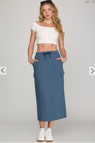 Cara French Terry Cargo Midi Skirt | JQ Clothing Co.