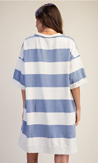 Rugby Stripe Washed Terry Dress