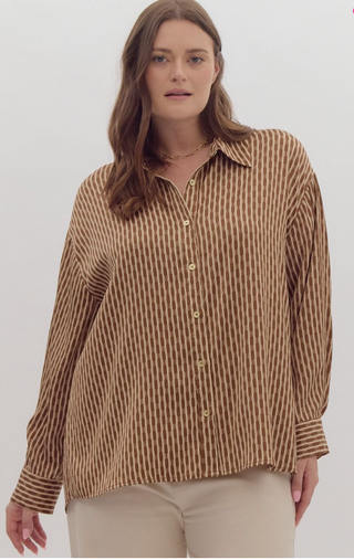 Curvy Drop Shoulder Button Up Top | JQ Clothing Co.