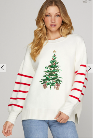 Noelle Sequin Christmas Tree Sweater | JQ Clothing Co.