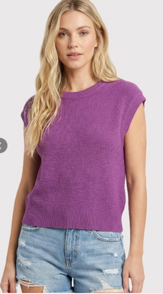 Mini Waffle Textured Cap Sleeve Sweater | JQ Clothing Co.