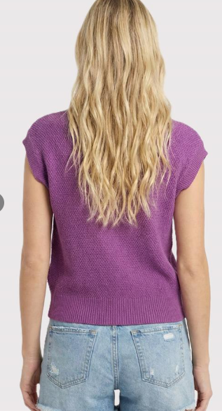 Mini Waffle Textured Cap Sleeve Sweater | JQ Clothing Co.