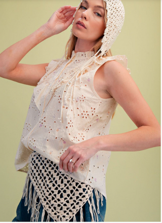 Floral Embroidery Stripe Top