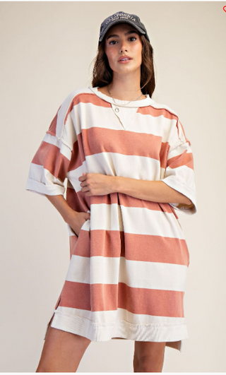 Rugby Stripe Washed Terry Dress