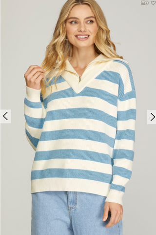 Harley Half Zip Striped Sweater | JQ Clothing Co.