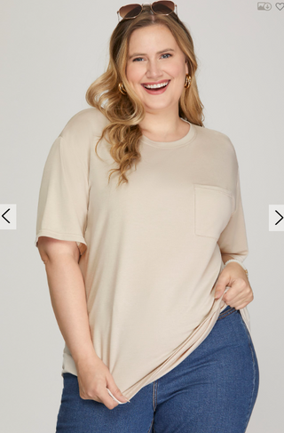 Curvy Shay SS Knit Pocketed Top | JQ Clothing Co.