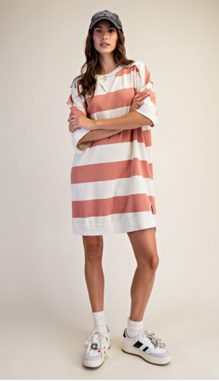 Rugby Stripe Washed Terry Dress