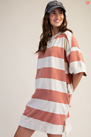 Rugby Stripe Washed Terry Dress