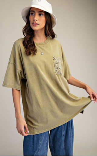 Crochet Pocket Mineral Washed Top
