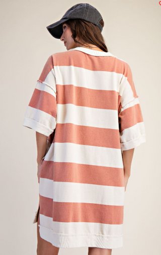 Rugby Stripe Washed Terry Dress
