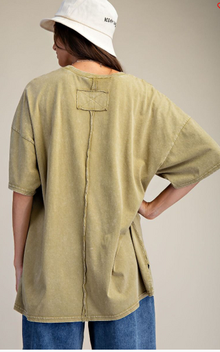 Crochet Pocket Mineral Washed Top