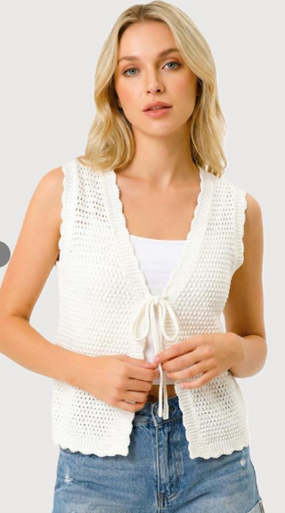 Double Bow Tie Crochet Sweater Vest
