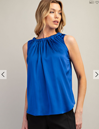 Artsy Self Tie Sleeveless Satin Top | JQ Clothing Co.