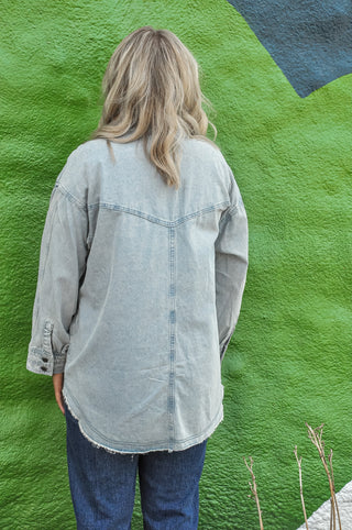 Cargo Pocket Washed Denim Shirt