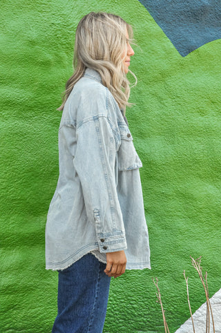 Cargo Pocket Washed Denim Shirt