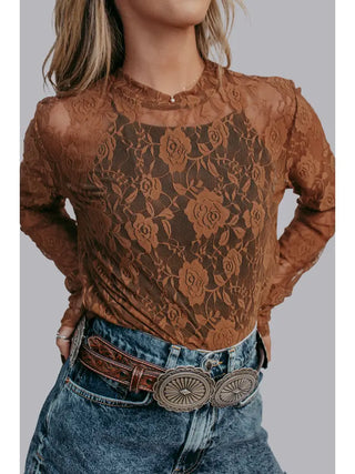 MK Carmel Roses Lace Top