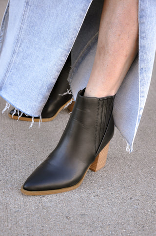 Carrie Stacked Heel Black Bootie