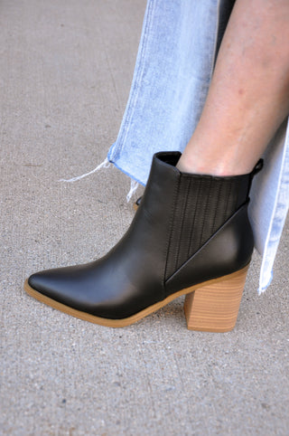 Carrie Stacked Heel Black Bootie