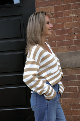 Casual Khaki Knit Cardigan