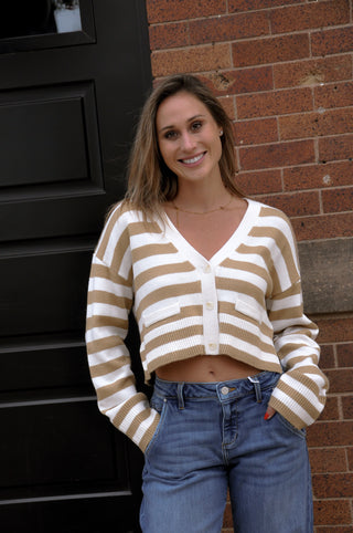 Casual Khaki Knit Cardigan