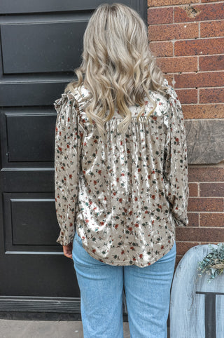 Champagne Floral Velour Top