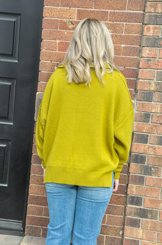 Chara Chartreuse Half Zip Sweater