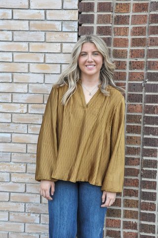 Charley Camel V-Neck Blouse