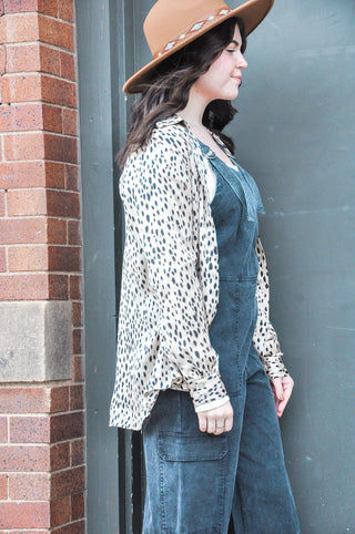 Cheetah Print Long Sleeve Blouse