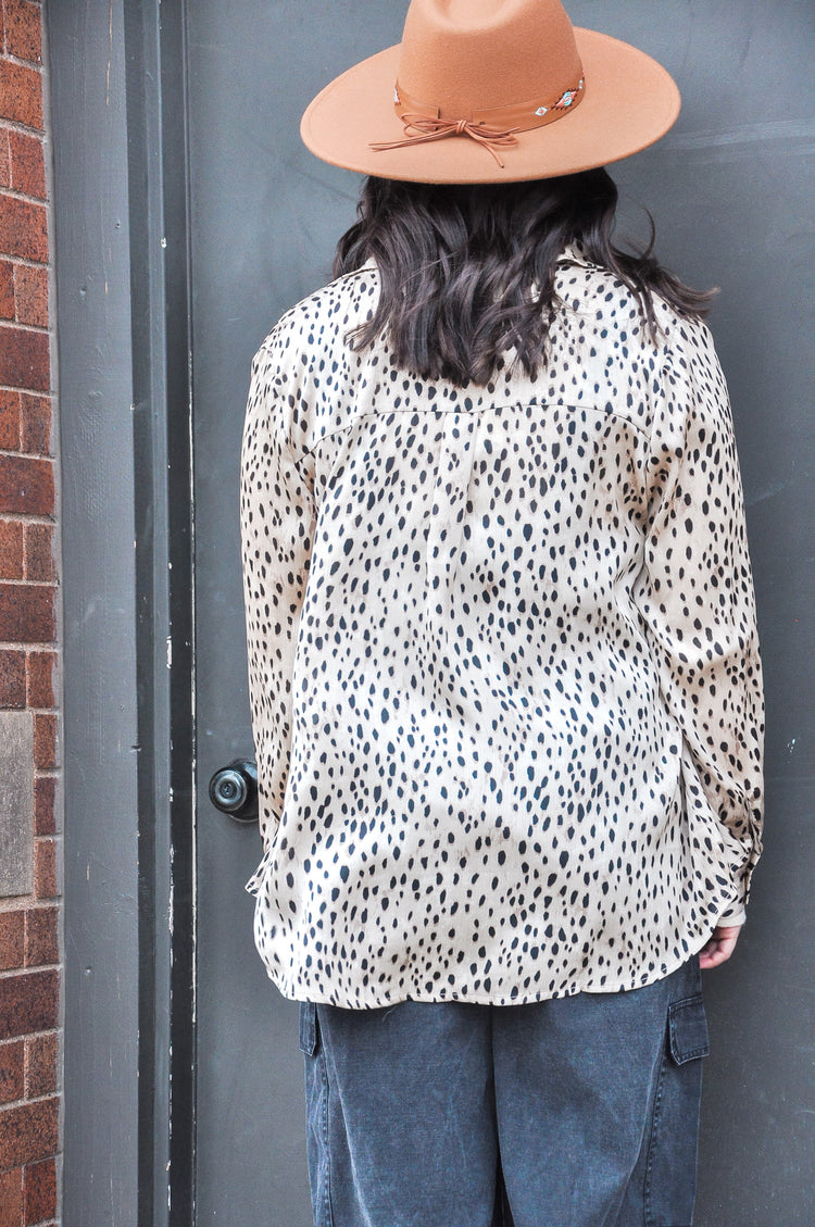 Cheetah Print Long Sleeve Blouse
