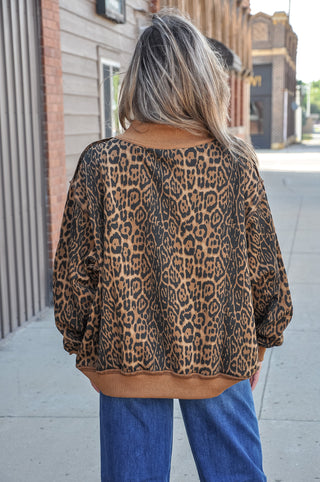 Cheetah Print Mock Neck Sweatshirt