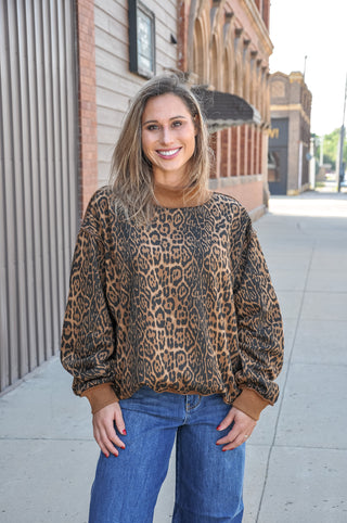 Cheetah Print Mock Neck Sweatshirt