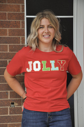 Chenille Lettering 'Jolly' Graphic Tee