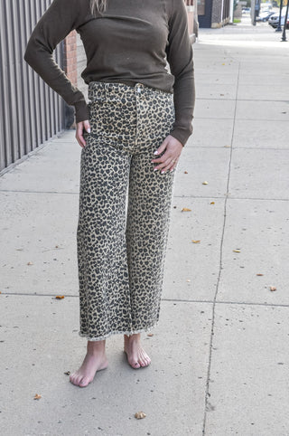 Leopard Trail Wide-Leg Pants