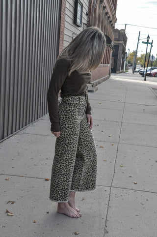 Leopard Trail Wide-Leg Pants