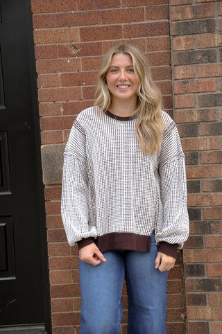 Chocolate Oversized Waffle Knit Top