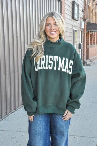 'Christmas' Puff-print Oversized Sweatshirt
