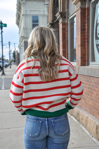 Christmas Theme Stripe Knit Top