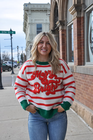 Christmas Theme Stripe Knit Top