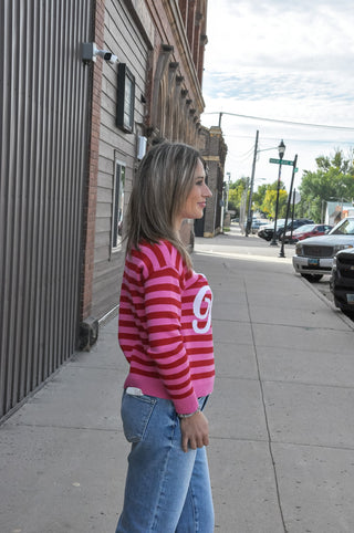 Christmas Letter Jacquard Stripe Sweater