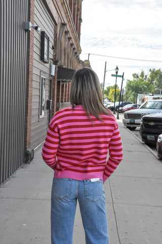Christmas Letter Jacquard Stripe Sweater