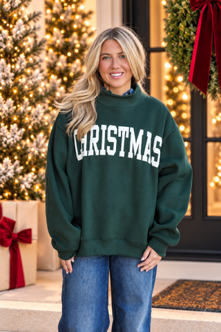 'Christmas' Puff-print Oversized Sweatshirt